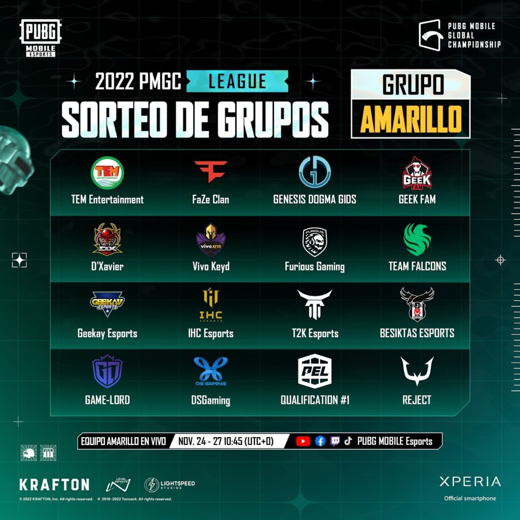 PUBG Mobile Liga PMGC 2022 Grupo Amarillo-min