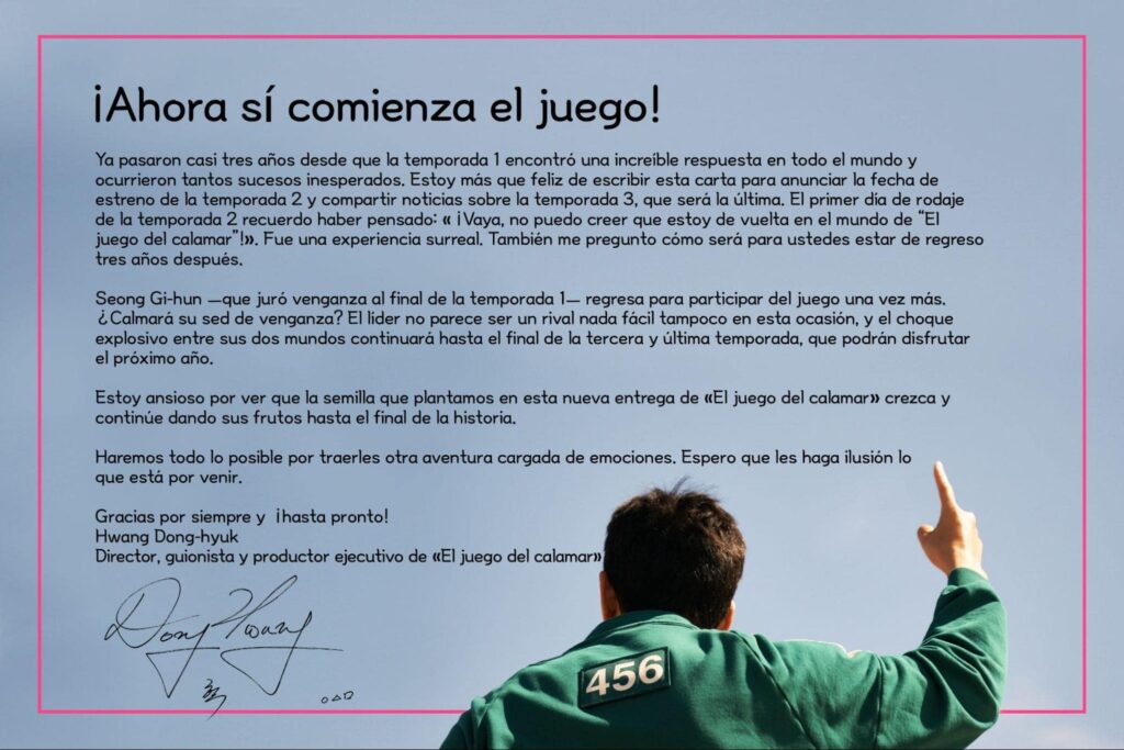 el juego del calamar 2 carte del director