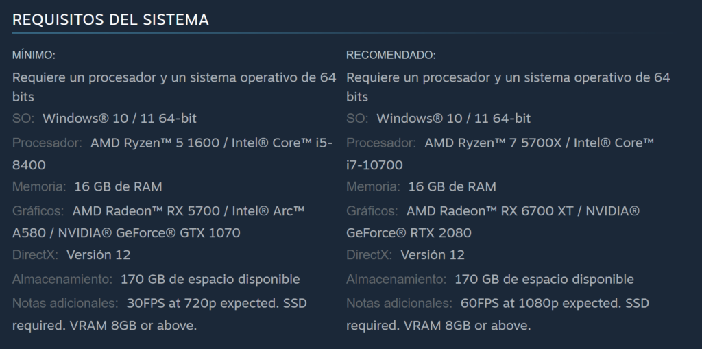 Final Fantasy XVI Requisitos del sistema