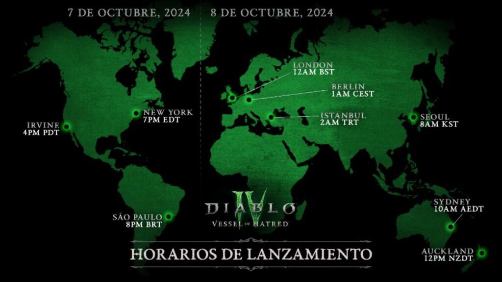 diablo vessdel of hatred horarios de lanzamiento