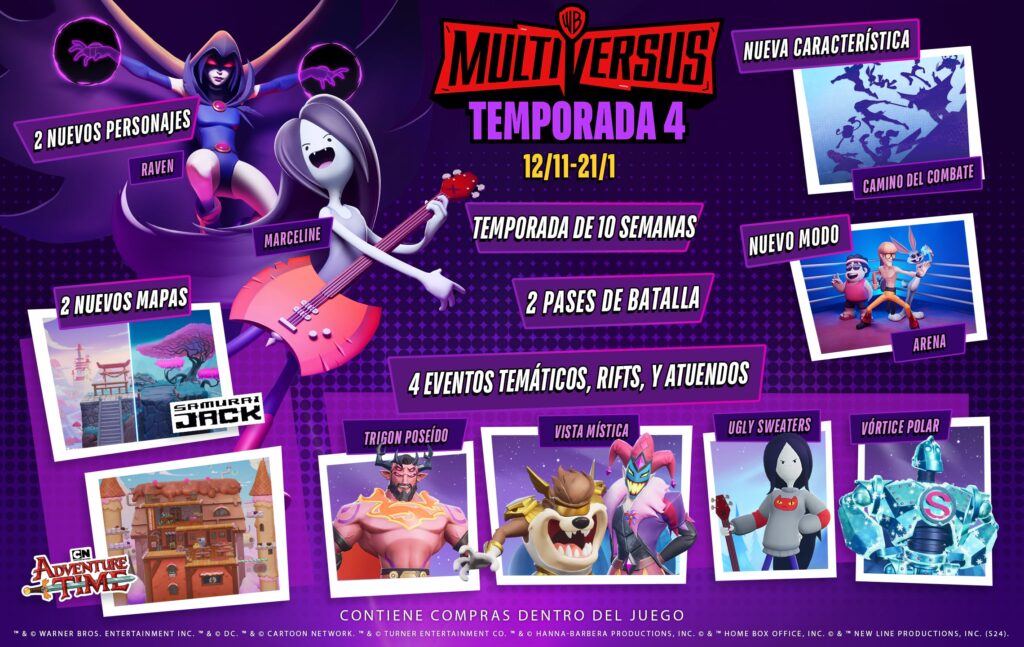 multiversus raven marceline temporada 4 contenido