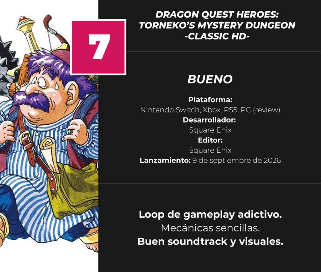 Dragon Quest Heroes Torneko s Mystery Dungeon Classic HD review Score